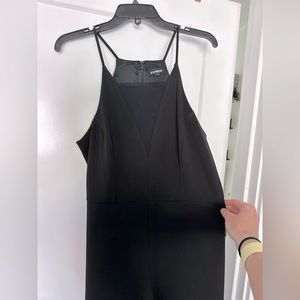 Express Jumpsuit with mesh cutout V neck